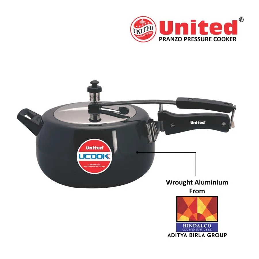 United Hard Anodised Steel Inner Lid Pressure Cooker - Induction Base, Black, 5 L-3.webp